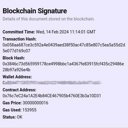 Transaction details from a Blockchain signature