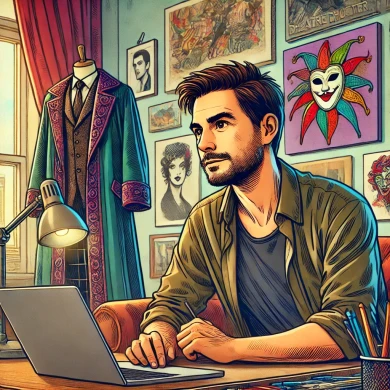 Picture of a man in a colourful office